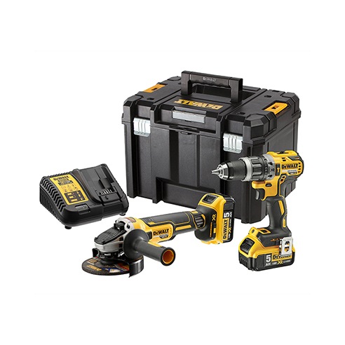 18V XR Brushless Voordeelset: Haakse slijper DCF405 + Schroef/klopboormachine DCD796 - 2x 5.0Ah in TSTAK