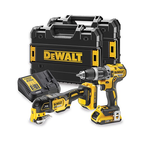 18V XR Brushless Voordeelset: Schroef-klopboormachine DCD796 + Multitool DCS355 2x2,0Ah in TSTAK