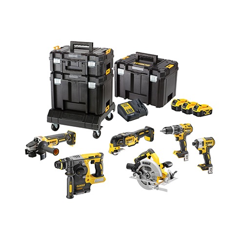 18V XR Brushless 6-delige voordeelset in TSTAK + cart 3x 5.0Ah