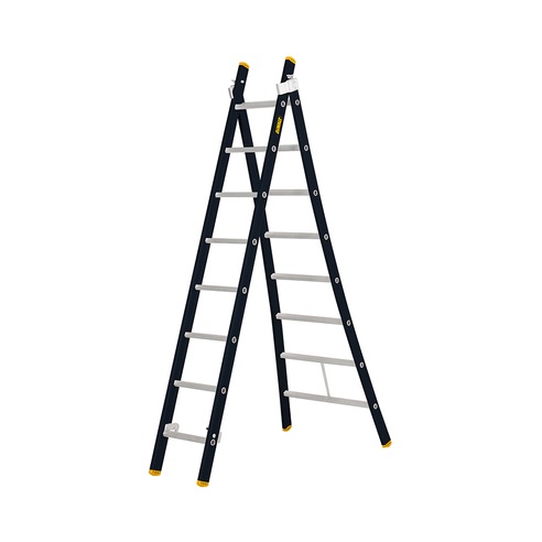 2-DELIGE ALUMINIUM PROFESSIONELE LADDER 8 SPORTEN